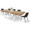 PAZZO DESIGN Tavolo Allungabile Marco, Tavolo Soggiorno, Cucina, Gambe Incrociate X Bianche, Made in Italy, Rovere Rustico, 180x90x76 cm - id_2230