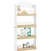 SoBuy Libreria Montessoriana per Bambini Porta Libri Bambini a 4 Ripiani Libreria Verticale Portagiochi Cameretta Bambina Bianco e Naturale 60x15x130.5 cm KMB121-WN