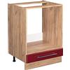Vicco Mobile per forno da incasso Fame-Line, Bordeaux lucido, 60 cm senza piano di lavoro, per la combinazione con altri moduli della serie Fame-Line