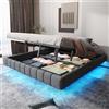 Huayz Letto matrimoniale imbottito, 180 x 200 cm, letto a molle con cassetta, con illuminazione a LED, telaio del letto con spazio di archiviazione, struttura del letto senza testiera, senza materasso