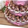 Viale Magico Bomboniere Nascita Torte con Orsetti Cuore Bimba Statuine MilleCuori TR1004S (Torta da 60 Fettine)