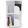 LOIRIIC Libreria con 2 ripiani, in legno, supporto a 360°, ripiano per libri girevole, 8 scomparti, scaffale multifunzione, contenitore