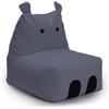 Lumaland Pouf per bambini Hippo Animal Design | Pouf per interni ed esterni | Combinabile con gli amici degli Animal Line | 80 x 70 x 65 cm [Grigio]