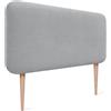 DHOME Testiera Imbottita Liscia Arrotondata in Tessuto Aqualine con Gambe per Parete Acustica Testate Letto Fonoassorbenti Camera da Letto (Grigio Chiaro, 90cm)