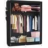 LANTUS Armadio Guardaroba Con Barre Porta Abiti,Organizzatore Portascarpe Mobiletto Bagno Ingresso, Armadio in Tessuto Pieghevole Guardaroba in Tessuto,108 * 45 * 170 cm - Nero