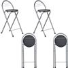 GOKHOMX Sgabello da Bar Pieghevole Set di 4, Sgabello Pieghevole Portatile con Schienale per Bar, Bistro, Cucina, Terrazza Esterna, Altezza Seduta 61 cm, Nero e Argento