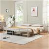 [en.casa] Struttura Letto in Acciaio con Testiera Alta Decorativa e Pediera Letto Matrimoniale King Size con Zona di Riposo 180 x 200 cm Bianco