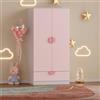 [en.casa] Armadietto Guardaroba per Cameretta Bambini con Appendiabiti e Cassetto Mobile a Misura di Bimbi per Vestiti e Giocattoli 123x60x40 cm Rosa