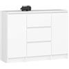 AKORD Cassettiera K100 con 2 Ante e 3 Cassetti | Mobiletti Ingresso Bagno | Armadio Cameretta | Comodino | Design moderno | 35x76x101 cm | Bianco