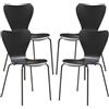 [en.casa] Set di 4 Sedie da Sala Pranzo Cucina Sala di Attesa Sedie Impilabili Gambe Nere Scocca delle Sedie in Multistrato di Betulla - Nero