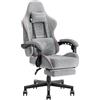 Dowinx Sedia Gaming, Sedia da Ufficio in Tessuto con Cuscino a Molle, Sedia Gamer Regolabile in Tessuto con Supporto per Testa, Sedia Ergonomica da Ufficio con Poggiapiedi, Gris et Rose