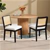 DAYALANE Set di 2 Sedie da Cucina in Lino Sedie da Pranzo in Rattan Poltroncine da Cucina Rétro Sedie Imbottite Classiche con Gambe in Legno per Sala da Pranzo/Soggiorno/Ristorante, Nero
