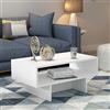 [en.casa] Tavolino da Salotto (AxLxP): 36,4 x 80 x 45 cm Tavolino Basso da Divano Tavolino a 2 Piani di Appoggio Rettangolare - Bianco