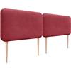 DHOME Testiera Imbottita Liscia Arrotondata in Tessuto Aqualine con Gambe per Parete Acustica Testate Letto Fonoassorbenti Camera da Letto (Rosso, 200cm Dual)