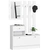 AKORD | Guardaroba Completo 2 Pezzi | Scarpiera con Piano e Cassetto 90 x 70 x 25 cm | e Appendiabiti a Muro con Specchio 90 x 100 cm | Set Completo Ingresso | Peso 39 kg | Bianco
