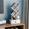 GIANTEX Libreria ad Albero, a 5 Ripiani, Scaffale per Libri con Cassetto Rimovibile, Design di Antiribaltamento, Organizzazione per CD, Riviste, Libri, 30x17,5x60 cm, Marrone/Beige