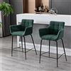 DAYALANE Set di 2 Sgabelli da Bar in Tessuto Sgabelli Cucina con Braccioli Sedie Alte Moderne con Gambe in Metallo per Bancone/Cucina/Sala da Pranzo, Verde