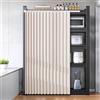 Aocet Tenda per Scaffale Cucina - Tenda Antipolvere per Cabina Armadio, Tenda per Armadio Aperto/Senza Ante e Armadietti con Guida Scorrevole, Pieghevole, Impermeabile(Bianca,Cabinet W120xH200cm)