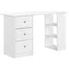 [en.casa] Scrivania con 3 Ripiani e 3 Cassetti 120 x 49 x 72 cm Tavolo da Computer PC Postazione di Lavoro Tavolo da Studio - Bianco