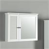 [en.casa] Armadietto Pensile da Bagno Mobile a Parete con Anta a Specchio Dimensioni Compatte 50 x 60 x 15 cm Organizzazione Funzionale - Bianco