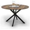 IDMarket - Tavolo da pranzo rotondo Alix 6 persone piede ragno nero e vassoio legno scuro Hawkins 110 cm