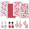 OLYCRAFT 24pz 4 Stile Carta da Trasferimento in Argilla con Motivo Love Pattern Carta da Trasferimento per Fogli di Argilla Polimerica A Forma di Cuore Rosa per Orecchini Creazione di Gioielli