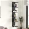 [en.casa] Mensola da Parete Sospesa con 6 Ripiani Scaffale Verticale a Muro Libreria Pensile per Libri Decorazioni Soggiorno Studio Ingresso 180x35x32 cm - Nero