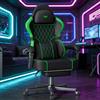 Soontrans Sedia da Gaming Massaggiante con Poggiatesta & Cuscino Lombare Massaggio, Sedia Gaming Ergonomica con Poggiapiedi, Sedia da Gamer, Pelle Sintetica, Regolabile in Altezza (Nero&Verde)