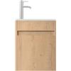UEV Mobile Bagno con Lavabo in Resina, 41CM Mobili Bagno Salvaspazio Sospeso, Rubinetto Cromato a Risparmio Idrico e Scarico Pop Up, Piccolo, Naturale