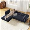 YuQozii Moderno divano pieghevole a forma di L, divano letto con angolo aggiunto, divano ad angolo con funzione sonno, adatto per soggiorno, camera da letto, home cinema, camera degli ospiti (nero)