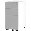 YITAHOME Armadietto per cartelle con 3 cassetti, completamente assemblato, con serratura, per casa e ufficio, mobile, con ruota, sotto la scrivania, per lettera/legale/formato A4, bianco e grigio, 45