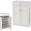 MA MAISON Scarpiera Chiusa - 5 Ripiani, Struttura in Legno Truciolare, Portascarpe, Organizzatore, Design Classico, Mobiletto da Ingresso Multiuso, con Maniglie Cromate - 68 x 32 x 100 cm