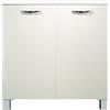 MABEL Mobile Cucina Bianco 2 Ante 1 Ripiano Mobiletto Bagno Salvaspazio in Legno Nobilitato Finitura Antigraffio Soggiorno Moderno Ufficio L 80cm x P 50cm x H 83,5cm