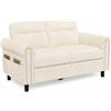 Blishom Divano a 2 posti,divanetto con tasca laterale,divano a due posti con cuscini di seduta rimovibili per soggiorno,camera da letto, ufficio,152 x 76 x 84 cm,Grigio scuro (Beige)