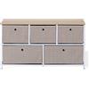 Rebecca Mobili Cassettiera 5 Cassetti In Tessuto, Cassettiera Bassa, Bianca Beige, Struttura In Metallo, Per Camera Da Letto Bagno - Misure: 55 x 100 x 29 cm (HxLxP) - Art. RE6750