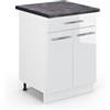 Vicco Mobiletto base per cucina Fame-Line, Bianco lucido, 60 cm