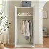 [en.casa] Armadio Guardaroba per Camera da Letto Armadio Chiuso con Ante a Persiana Scomparto e Asta Appendiabiti 176 x 80 x 52 cm MDF - Bianco