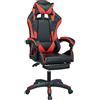 BAKAJI Sedia Poltrona Gaming Scrivana Ufficio Casa in Ecopelle Schienale Reclinabile Cuscino Lombare Poggiatesta Rotazione 360 Gradi Direzionale Altezza Regolabile Base 5 Ruote (Rosso con Poggiapiedi)
