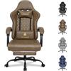 Vittanly Sedia da gioco con cuscino primaverile, ergonomica, per gaming, con poggiatesta, cuscino lombare e poggiapiedi, regolabile in altezza, sedia da gioco, sedia da ufficio, 150 kg, marrone