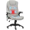 Vinsetto Sedia da ufficio massaggiante e riscaldata, sedia ergonomica con altezza regolabile, schienale reclinabile e telecomando a filo, girevole a 360° tessuto poliestere grigio chiaro