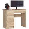 AKORD | Scrivania A-7 | 4 Cassetti | Office Desk | Scrittoio per Ufficio | Per Computer PC Laptop | Al lavoro | A casa | 50x90x77 cm | Rovere di Sonoma