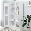 Homgoday Vetrina in vetro con 4 scomparti 2 porte, vetrina soggiorno, mobile soggiorno, credenza sala da pranzo, credenza cucina vetrina in legno ingegneria bianco 82,5 x 30,5 x 150 cm