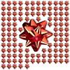 Relaxdays Set da 300 Fiocchetti per Pacchetti Regalo, Autoadesivi, Stelle Decorative per Natale e Compleanni, Ø 5 cm, Rosso