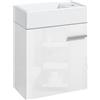 HOMCOM Mobile da bagno con lavabo a parete, anta e Soft Close, design moderno 40x23x50 cm Bianco lucido
