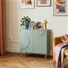 [en.casa] Mobile Contenitore a 2 Ante Decorative Credenza Bassa con Ripiano e 2 Scomparti Chiusi Comò Multiuso per Soggiorno Camera da Letto 75 x 70 x 34 cm - Verde Salvia