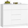 AKORD Cassettiera K17 120 cm | 6 Cassetti 2 Ante | Moderna Mobiletto per Soggiorno Sala da Pranzo Camera da Letto | Armadio Cameretta | Pannello laminato da 16 mm | Bianco