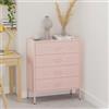 Lendo Online Cassettiera in Metallo con 4 Cassetti - Mobile Industriale in Acciaio - Mobile Contenitore per Camera da Letto e Soggiorno - 80x40x100 cm (Rosa)