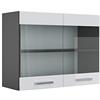 Vicco Mobile da cucina in vetro R-Line, Bianco lucido, 80 cm | 2 Ante · 1 Ripiano · Profondità - 31 cm · ✓ Liberamente combinabile · ✓ Tutto in vista