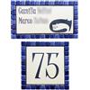 GUIZZO Creart - Targa Personalizzata Nomi in Ceramica 17x9.5H cm + Numero Civico Esterno 12x12H cm, Set Targhetta Personalizzata Cornice Mosaico + Numeri Civici Esterni, Targhetta Porta Ingresso Blu