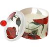 Hervit Candela Profumata Baccarat in Vetro Bianco con Rose e Coperchio Profumazione White Musk con Scatola Regalo 2 Colori 2 Dimensioni - Candela in Contenitore Design Elegante - Ø9,5xH12cm 260g
